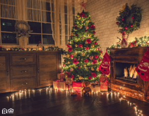 A Decorated Christmas Tree in the Living Room of a Rental Property in Lexington Park