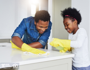 La Plata Family Cleaning the Kitchen