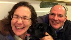 Two Happy Bothell Residents with their Cute Dog