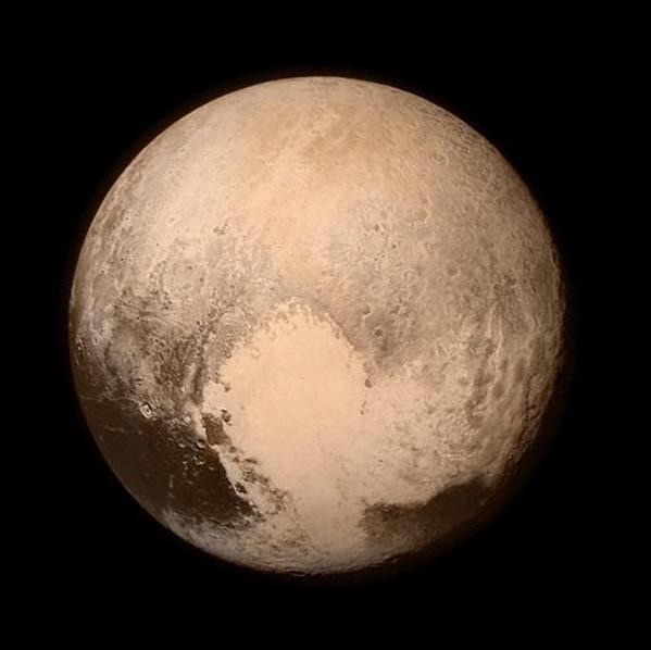 Pluto as seen from the New Horizons space probe in 2015