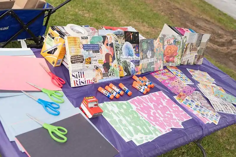 an event table with craft supplies