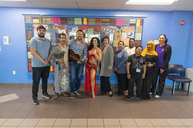 a group of people celebrating