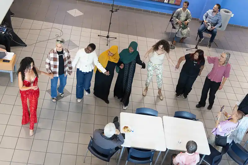 a group of people celebrating