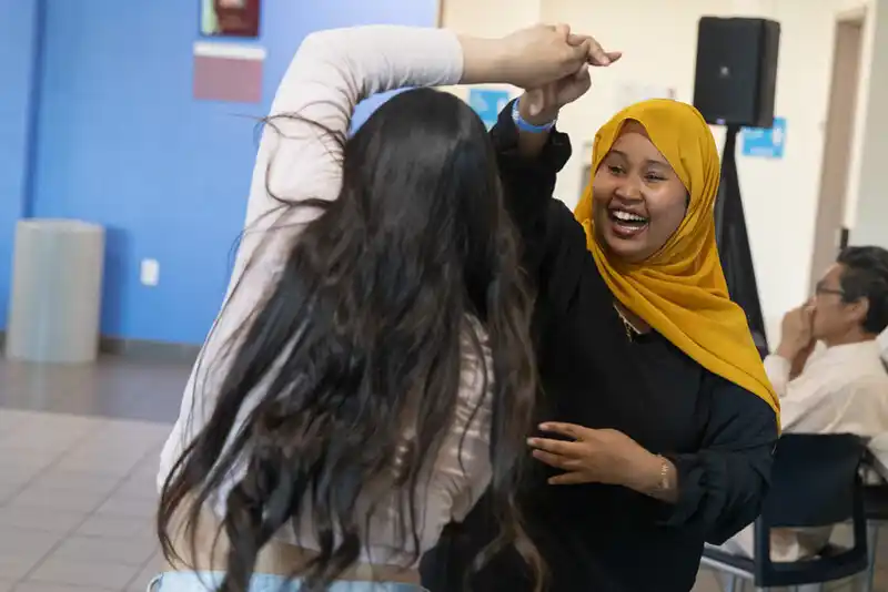 a group of people celebrating