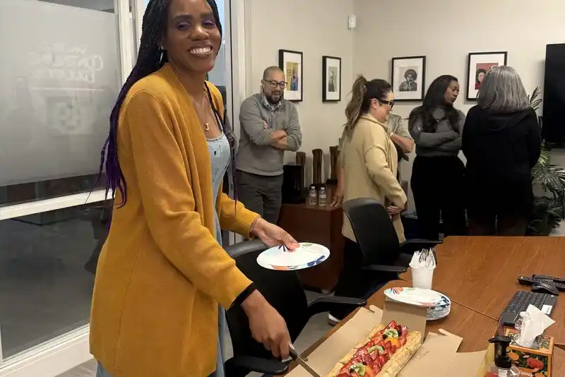 a group of people celebrating