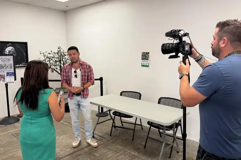Student being interviewed