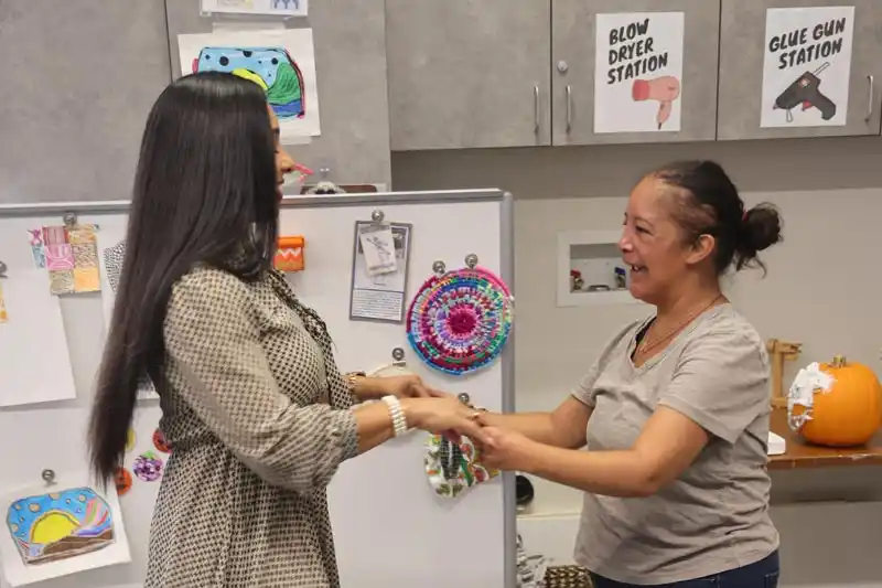 President with DSPS Adaptive Arts student