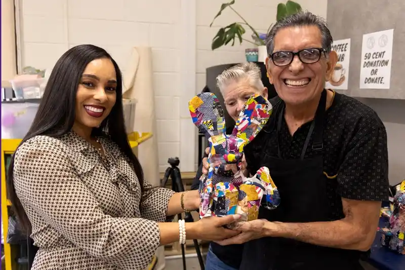 President with DSPS Adaptive Arts student