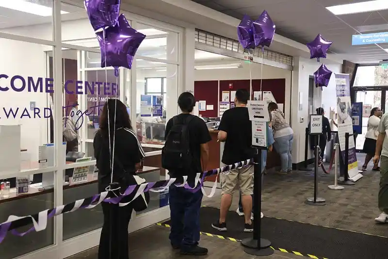 students standing in line