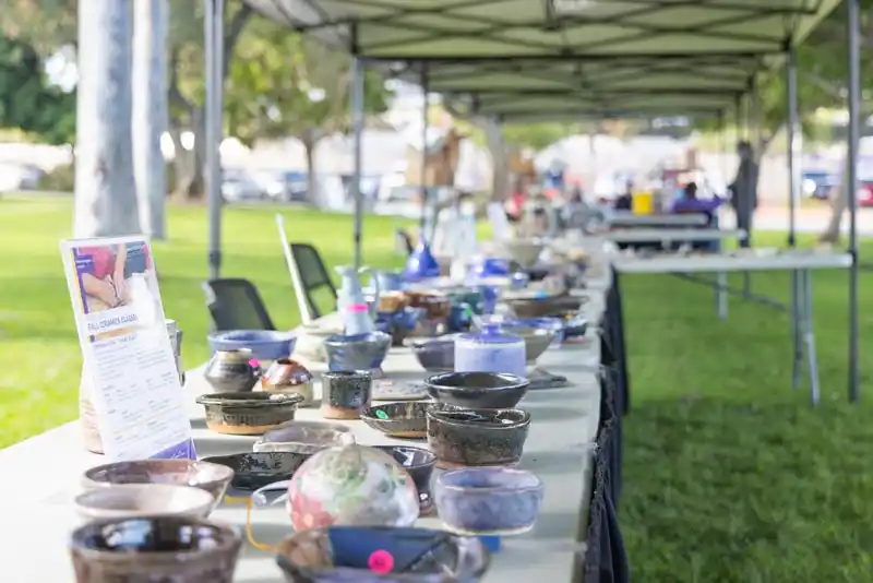 34th Annual Ceramics Fall Fundraiser table of work