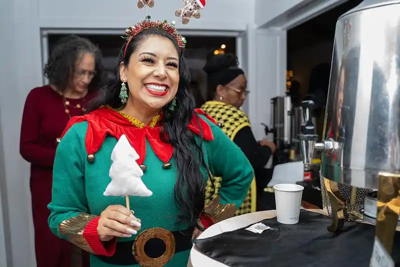 staff celebrating at the holiday party