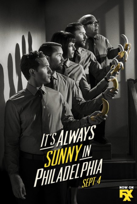 5 actors each holding a banana whilst posing - It's Always Sunny coming September 4th on FX