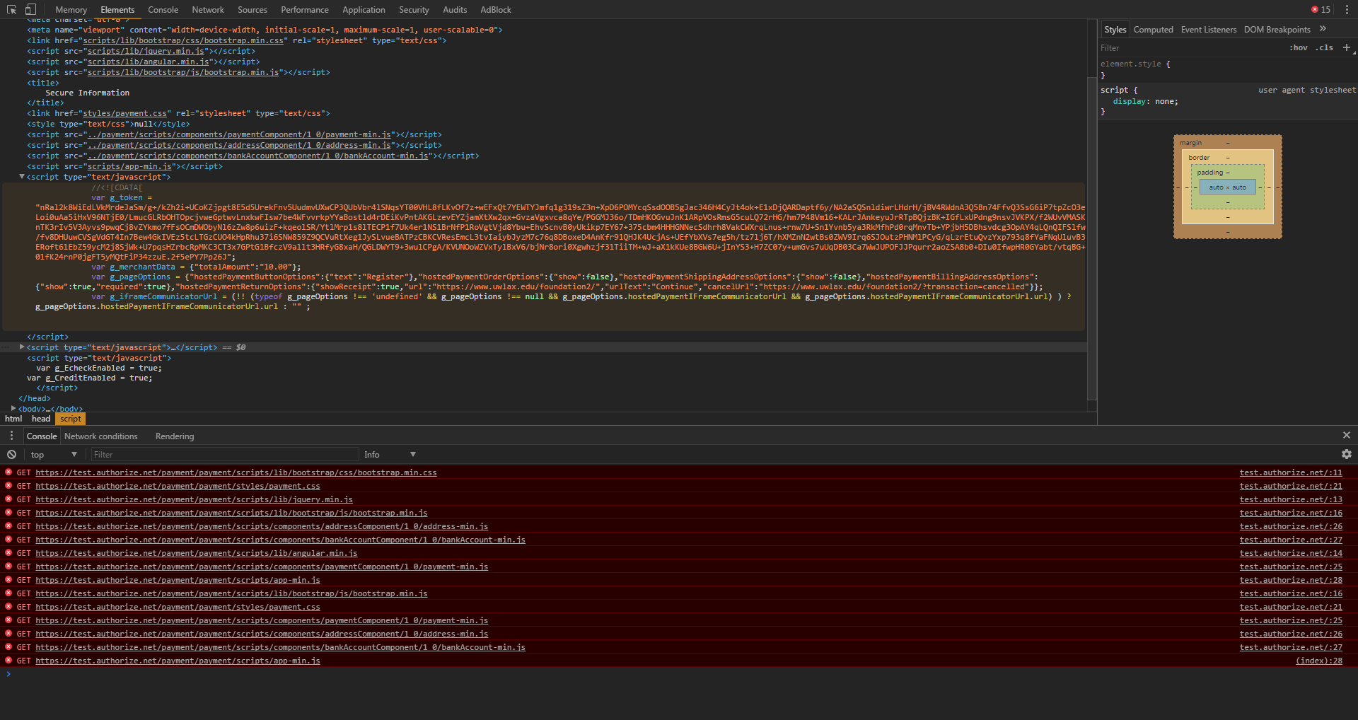 Script and Stylesheet errors