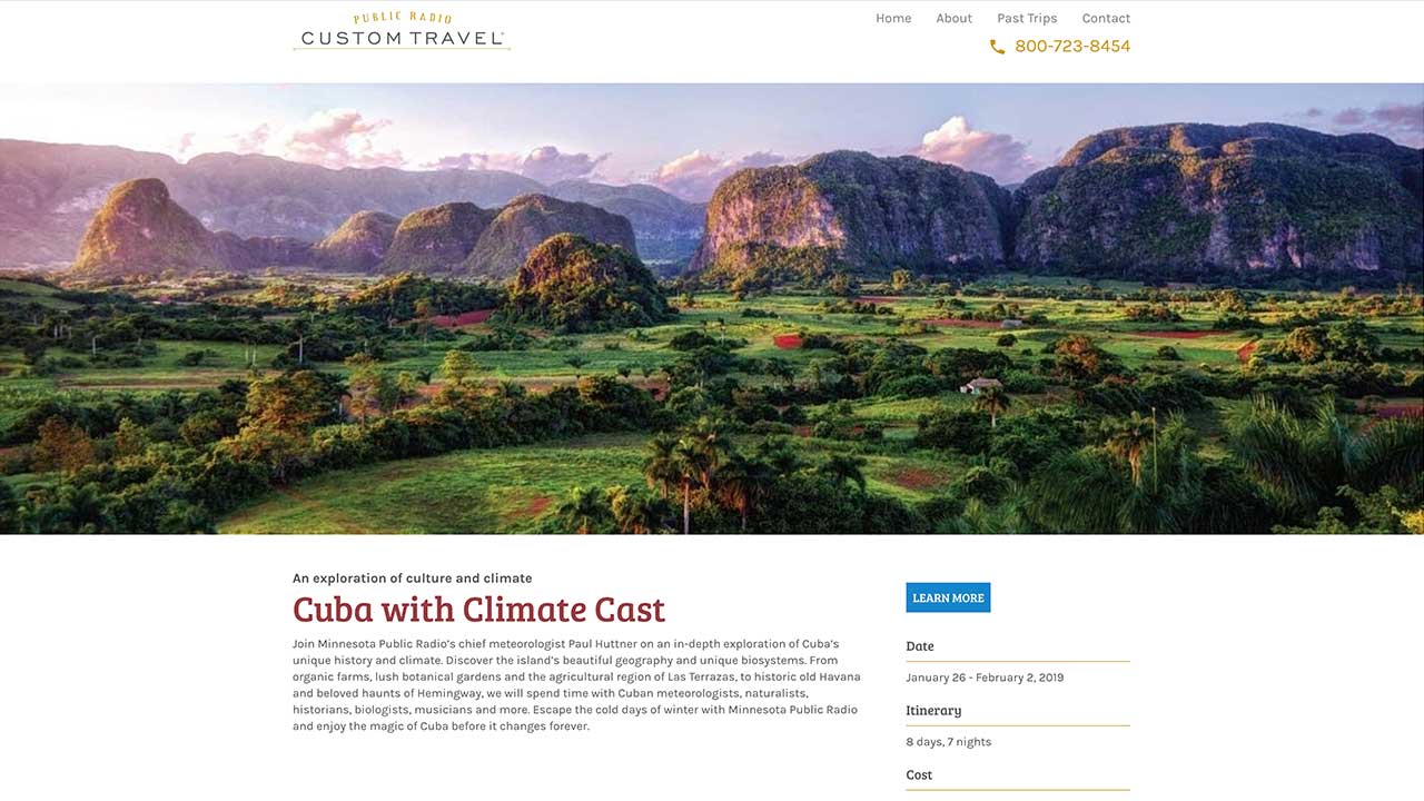 Public Radio Custom Travel Homepage