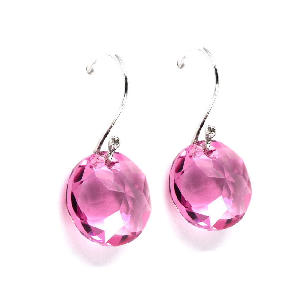 ARETES DE PLATA .925 CON CRISTAL SWAROVSKI COLOR ROSA - Ellas - Joyería -  Salud y Belleza
