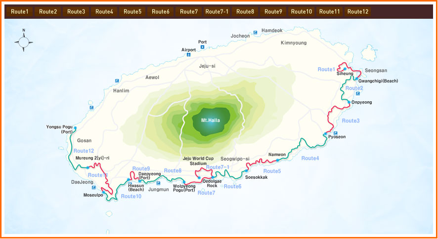 Jeju Olle Trail Routes