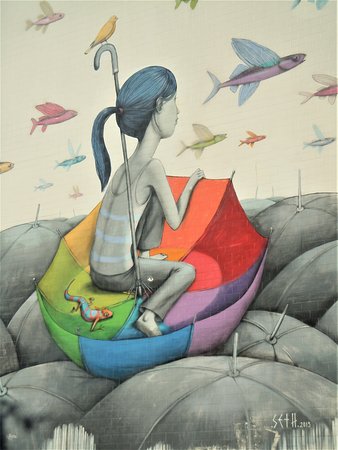 Fresque Fille au Parapluie