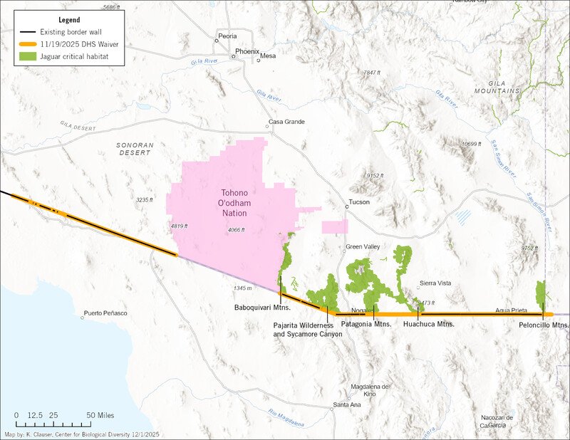 Map of jaguar critical habitat