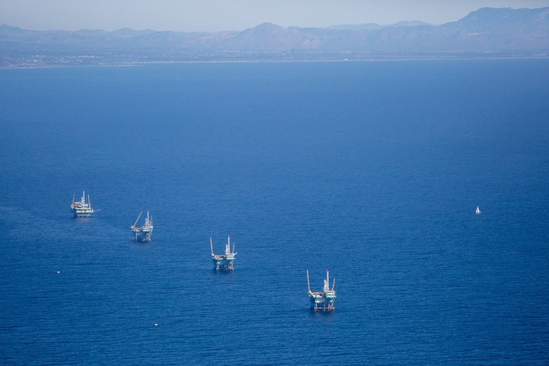 Offshore oil rigs in California near Santa Barbara