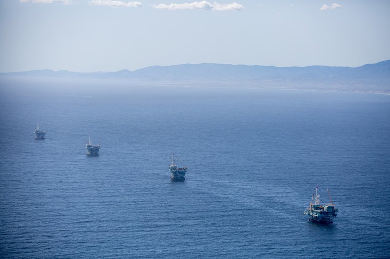 Offshore oil rigs near Santa Barbara, California