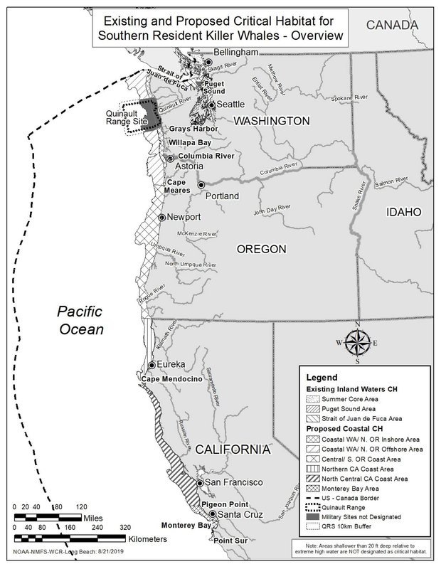 West Coast Orca Critical Habitat Map