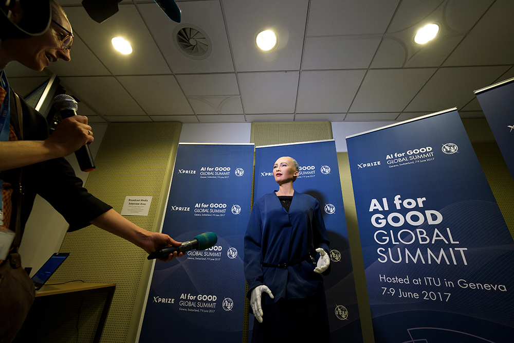 El robot humanoide Sophia fue desarrollada en Hong Kong. LA PRENSA/AFP
