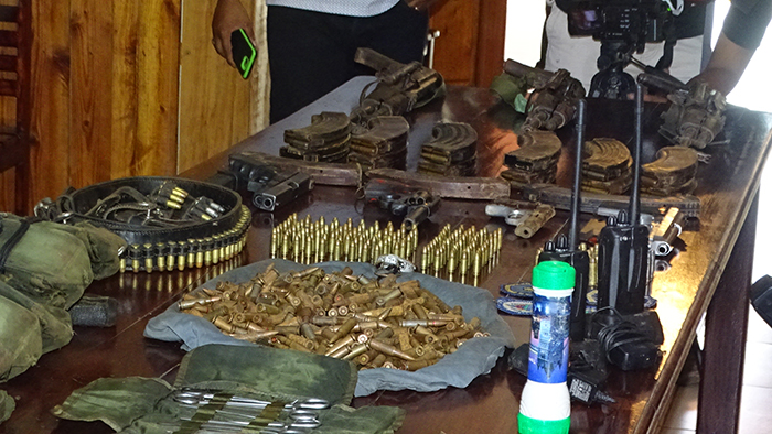 El Ejército de Nicaragua presentó los pertrechos militares ocupados en una operación en conjunto con la Policía Nacional en Siuna. LA PRENSA/J. GARTH