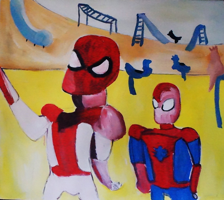 Su caricatura pintada en versión criolla del Spider-Man tiene que ver con sujetos que venden drogas en parques o calles del país. LAPRENSA/Arnulfo Agüero