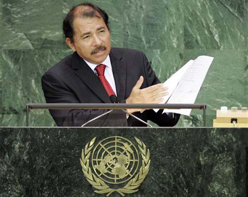 Daniel Ortega durante su único discurso ante la Asamblea General de la ONU, el 25 de septiembre de 2007. LA PRENSA/ AP