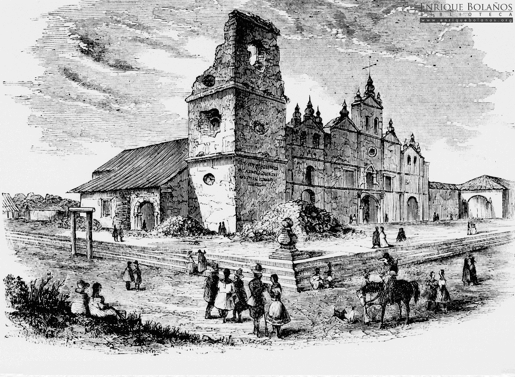 Máximo Jerez cañonea la antigua iglesia La Merced de Granada, en 1854. LA PRENSA/Cortesía/Fundación Bolaños Gayer