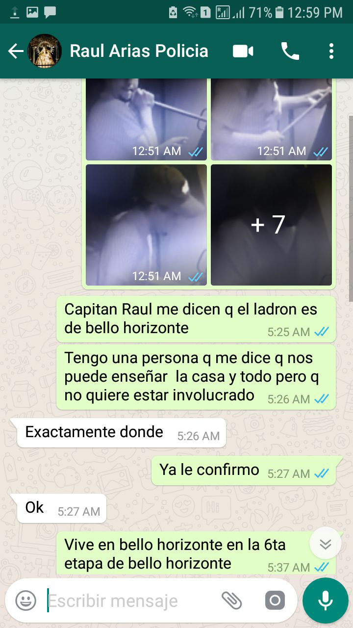 Estas capturas de pantalla evidencian que la Policía tenía información sobre el ladrón. LA PRENSA / Cortesía