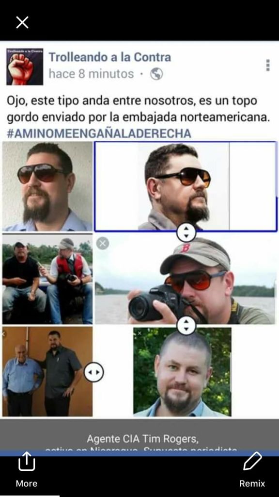Tim Rogers, amenazas, Juventud Sandinista