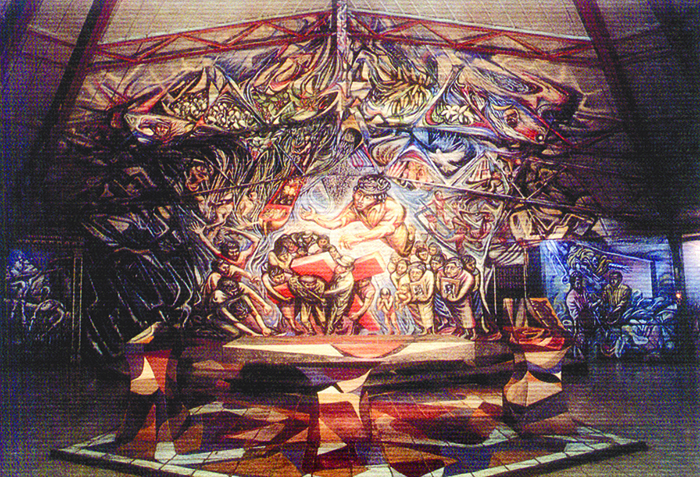 Uno de los murales que destacan en la Iglesia Santa María de los Ángeles, ubicada en el barrio El Riguero. LA PRENSA/ REPRODUCCIÓN