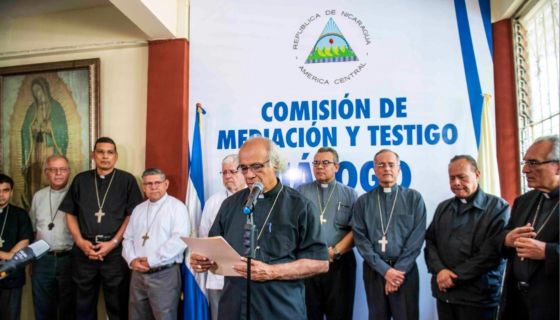Los 10 obispos de Nicaragua anunciaron en conjunto los detalles para el inicio del diálogo nacional. LA PRENSA/ CARLOS VALLE
