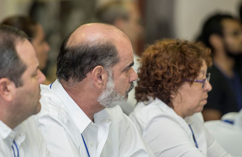 Michael Healy, presidente de Upanic, durante su participación en el diálogo nacional. Sandra Ramos junto a él. LA PRENSA/ CARLOS VALLE