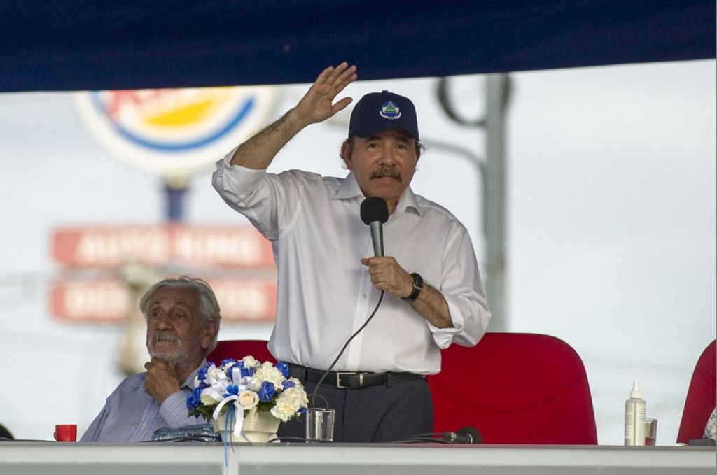 Daniel Ortega durante uno de sus plantones en Managua el pasado 30 de abril. LA PRENSA/ ARCHIVO