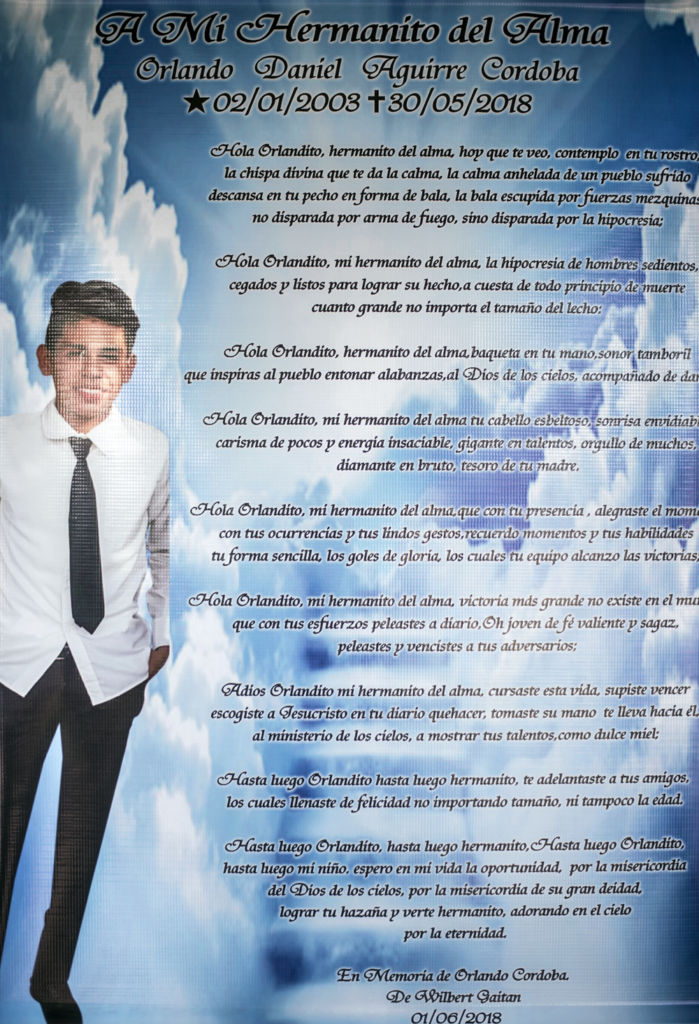 El poema que el amigo de Orlando Córdoba escribió por su muerte. LA PRENSA / Óscar Navarrete.