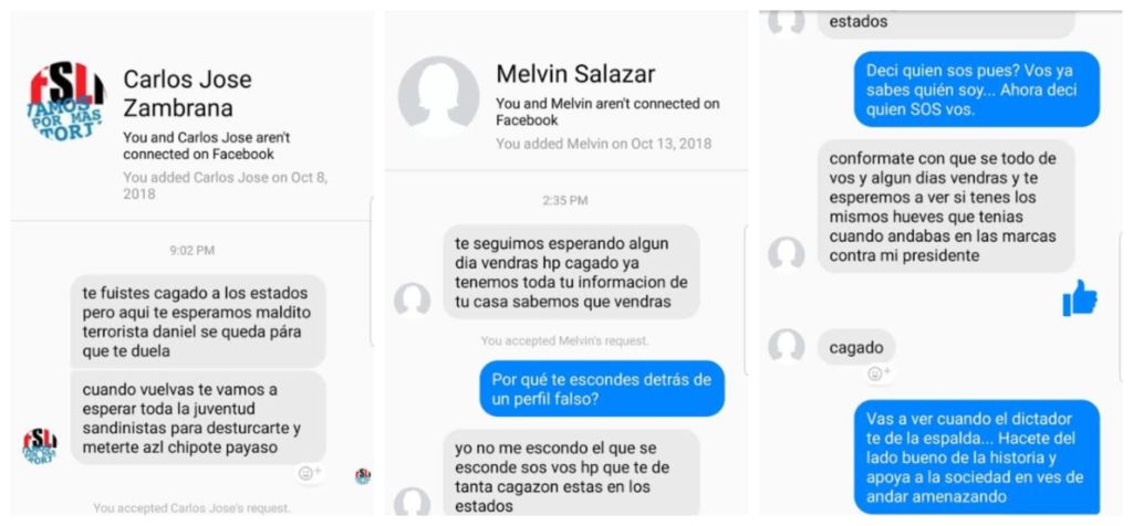 Pese a estar en el exilio, Kendrick García sigue recibiendo mensajes de amenazas a través de redes sociales. LA PRENSA/CORTESÍA/KENDRICK GARCÍA
