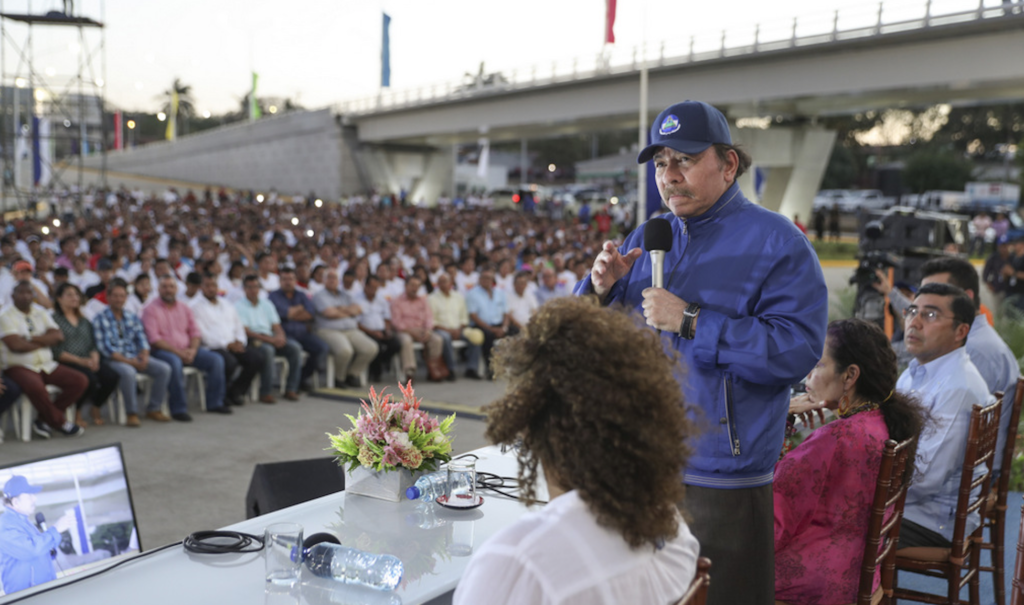 Daniel Ortega durante la inauguración del paso a desnivel del 7 Sur. LA PRENSA/ TOMADA DE EL 19
