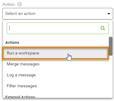 Selecting the action type