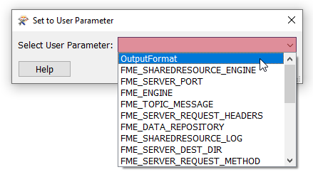 Selecting a user parameter to link
