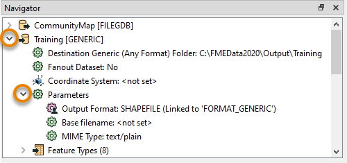 Viewing Reader parameters in the Navigator