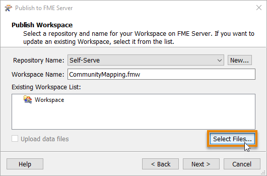 Selecting files to upload