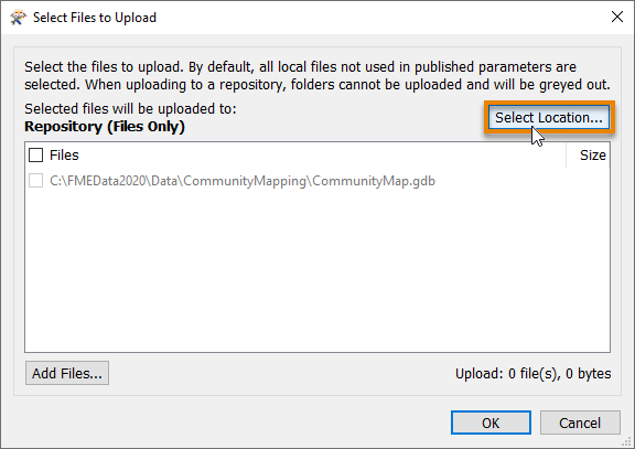Selecting data upload location