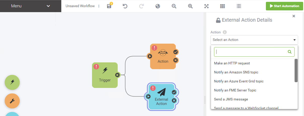Example actions in Automation