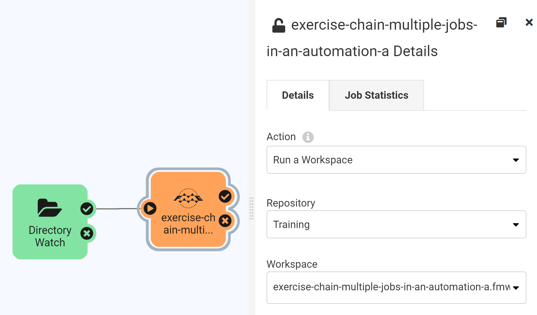 Configuring Run a Workspace Action Details