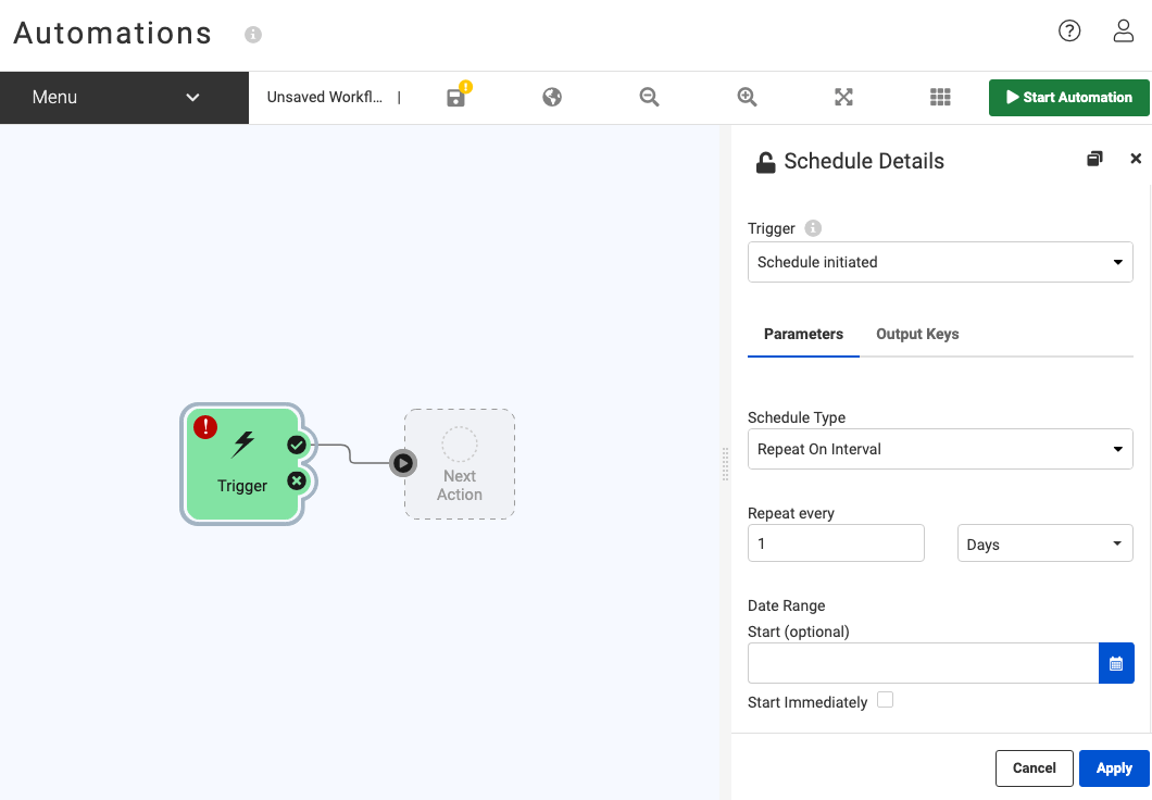 Setting up a Schedule Trigger