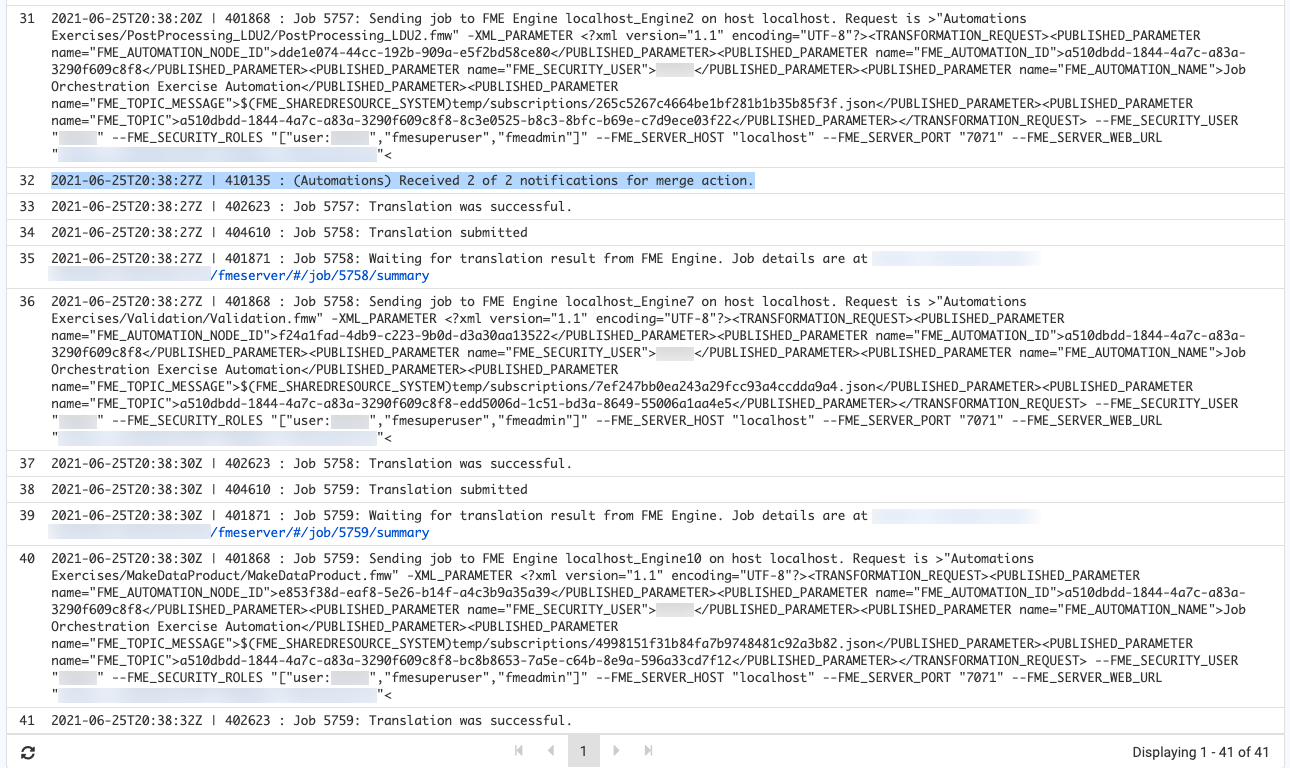 Confirming job run order in Automations log
