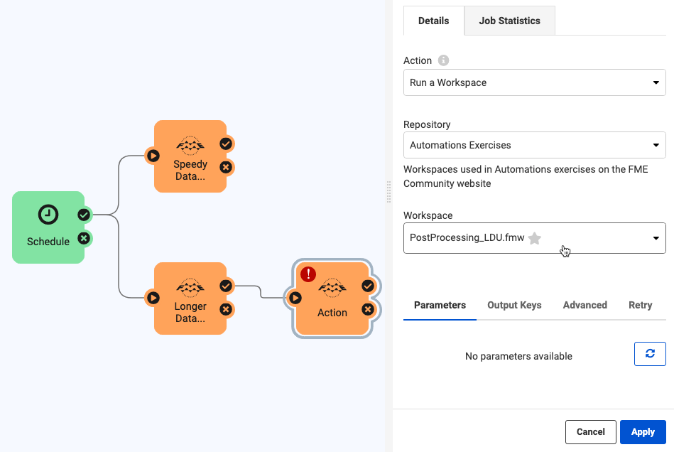 Setting Run Workspace Action #3