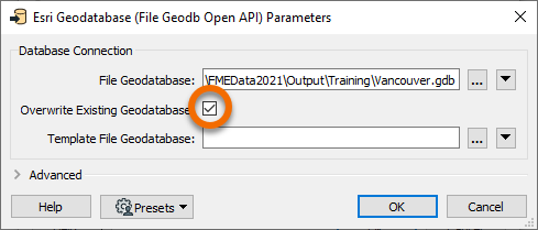 Checking Overwrite Existing Database